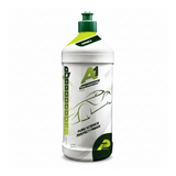 Car care product bottle with green and white design on a gray background