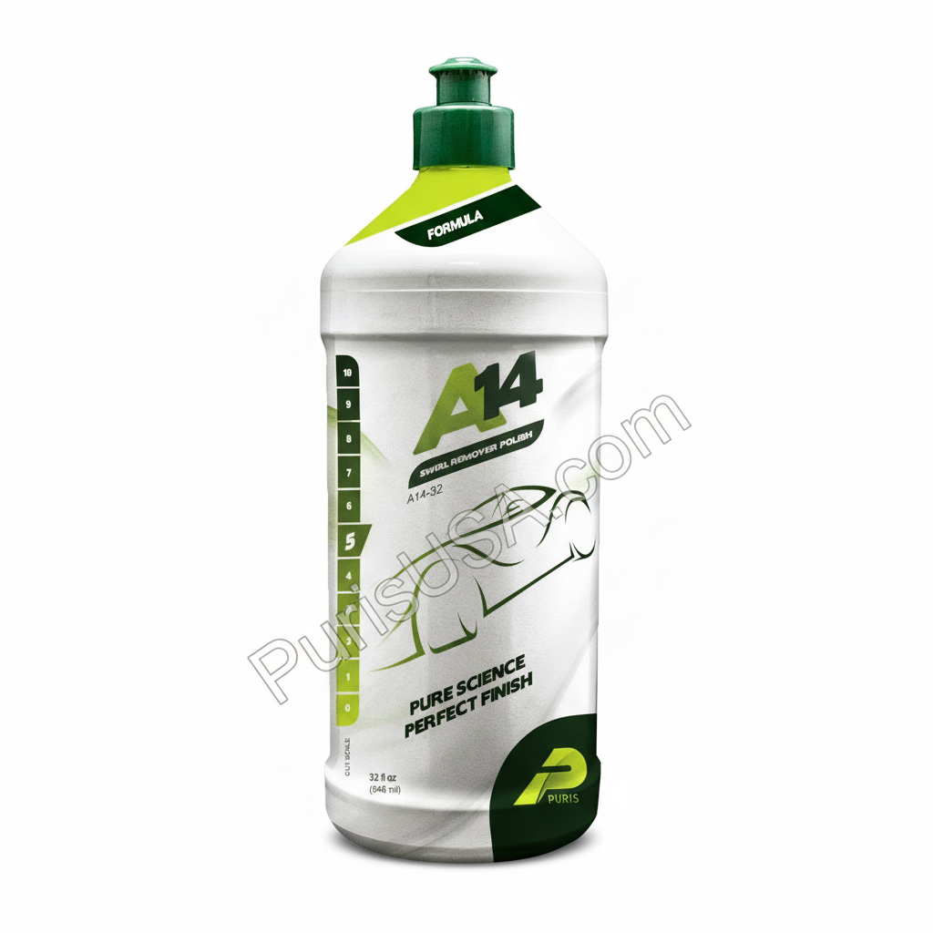 Car polish bottle labeled A14 with green and white design