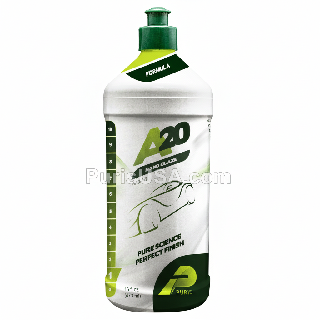 A2O hand glaze bottle with green and white design on a transparent background