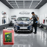 Red and green container with a label on a white background